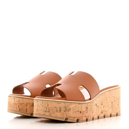 Hermes Calfskin Cork Eze 30 Sandals 40 Marron Glaise 3 of 9
