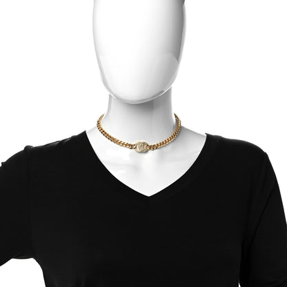 Chanel Crystal Chain Link CC Choker Necklace Gold 2 of 7