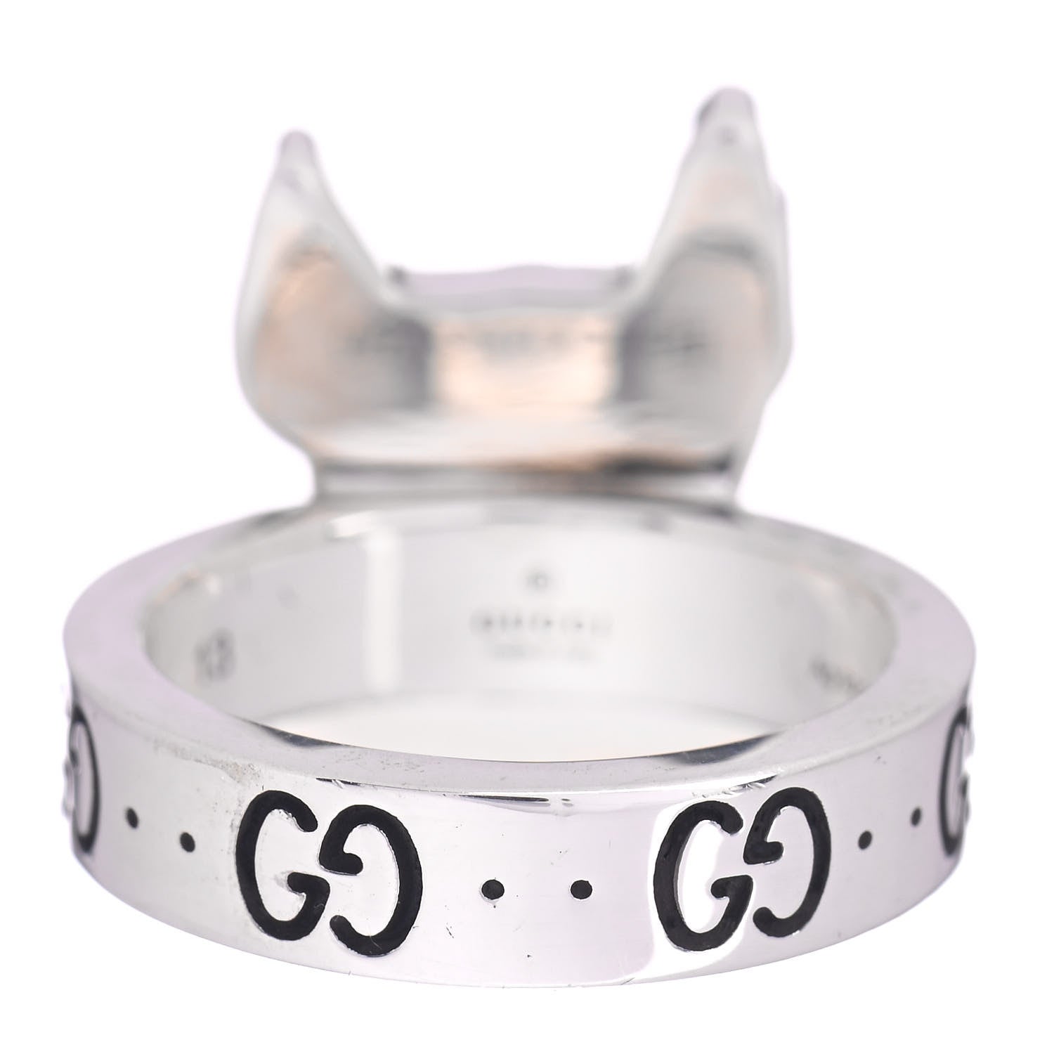 Gucci Sterling Silver Enamel Orso Ring 53 6.5 4 of 5