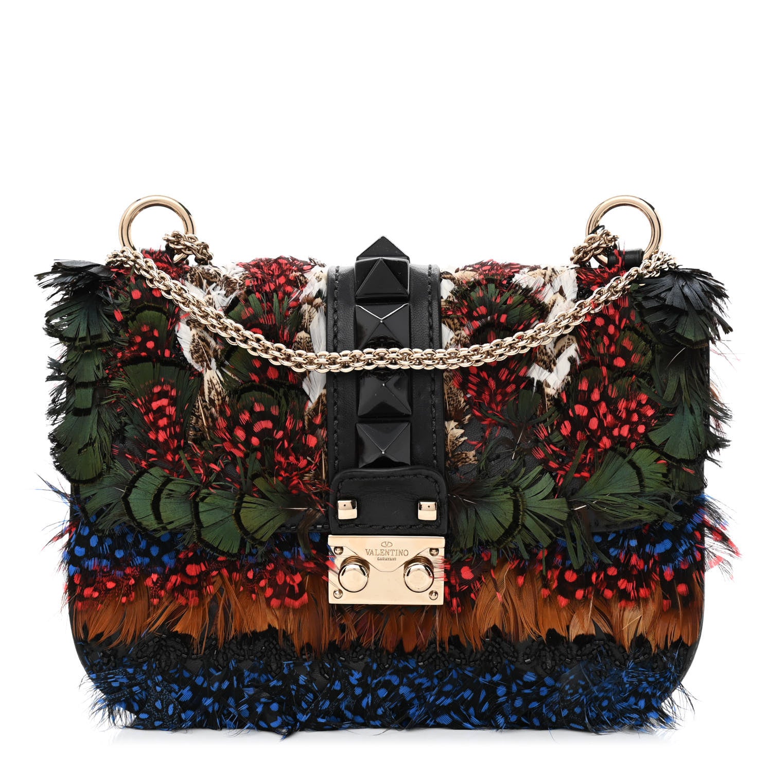 Valentino Garavani Feather Small Glam Lock Rockstud Flap Multicolor 1 of 11