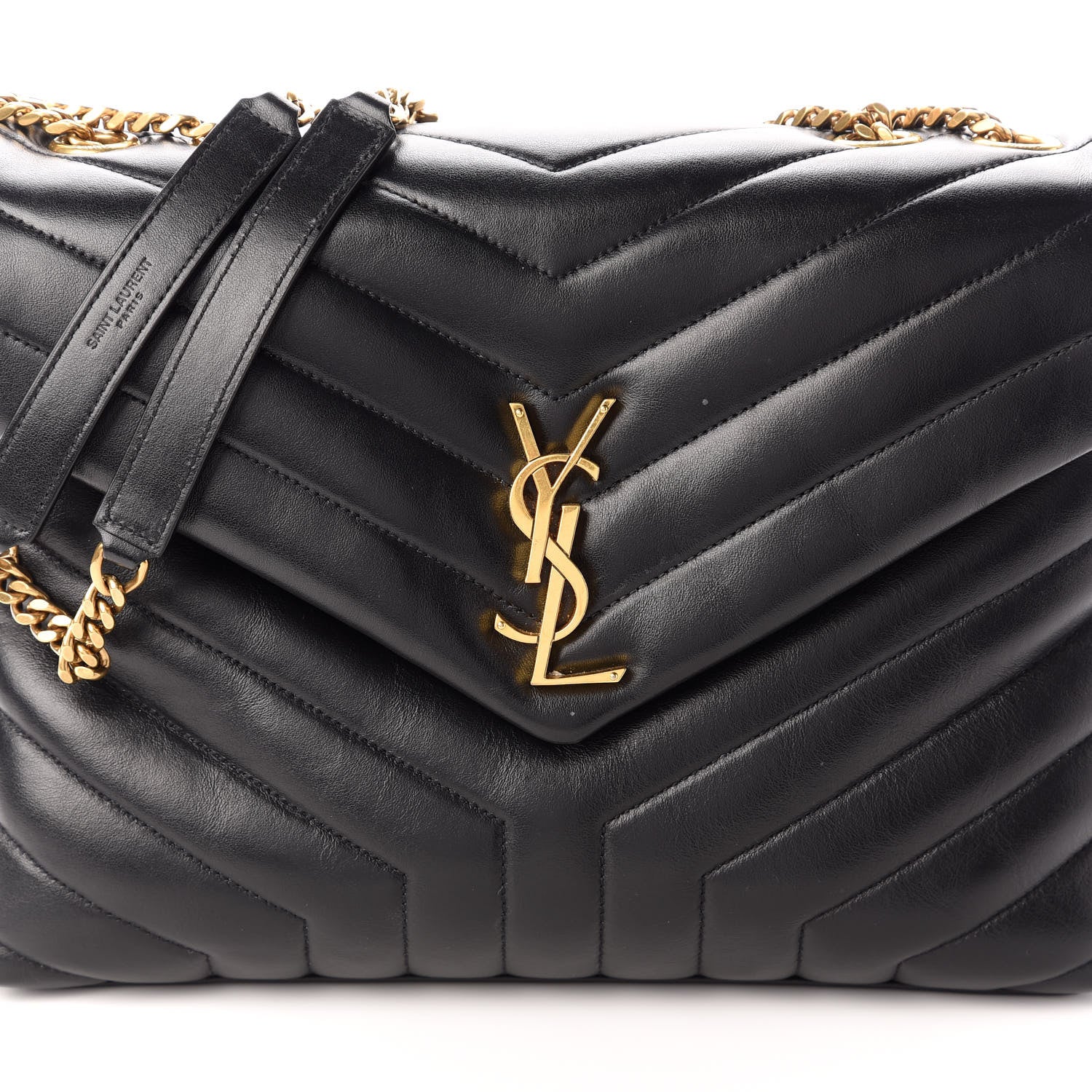 Saint Laurent Calfskin Y Quilted Monogram Medium Loulou Chain Satchel Black 7 of 9