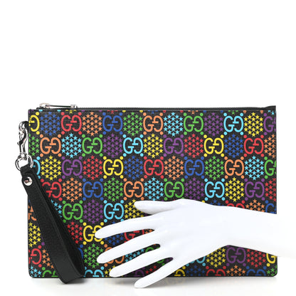 Gucci GG Supreme Monogram Psychedelic Zip Wristlet Pouch Black Multicolor 2 of 8