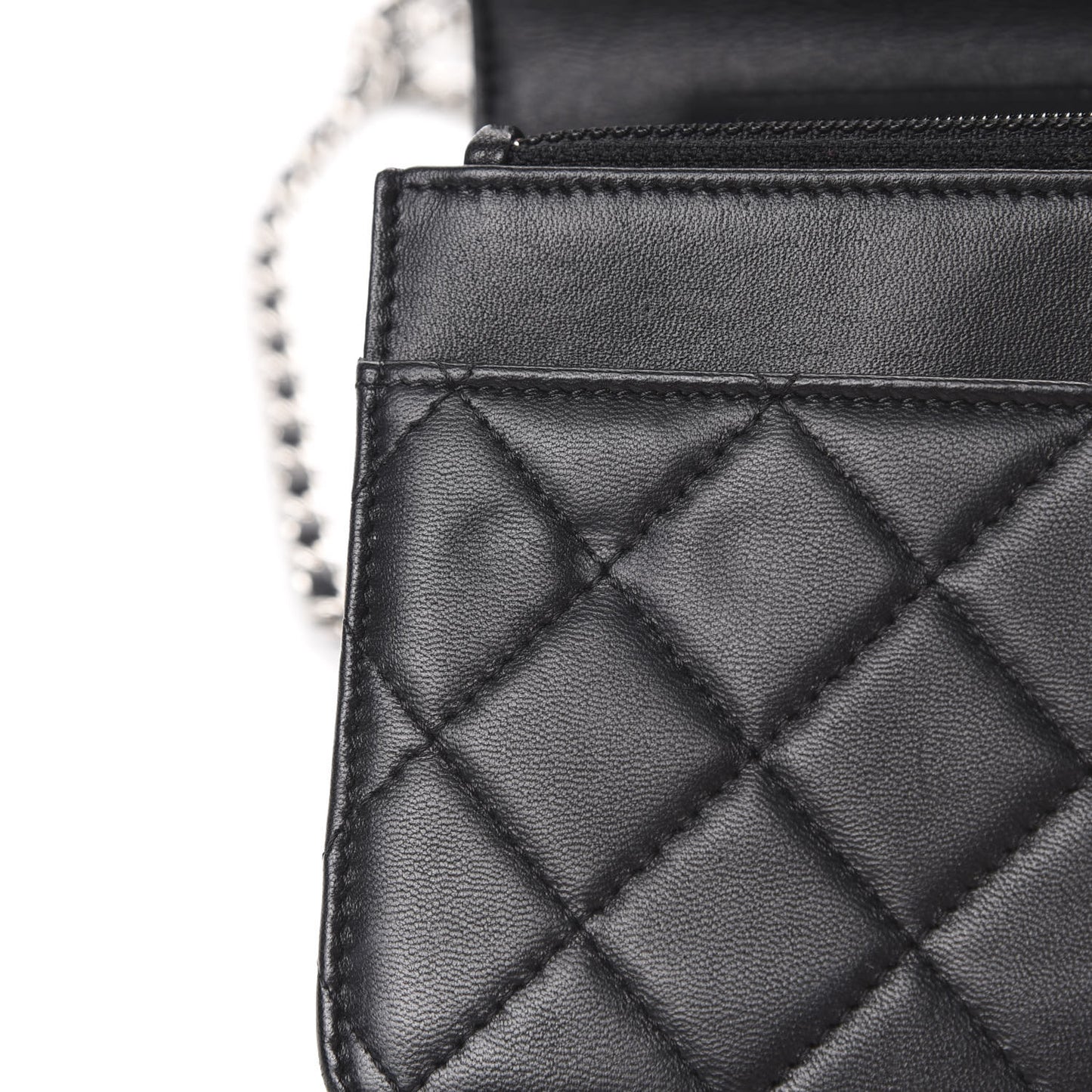 Lambskin Quilted Wallet On Chain WOC Black