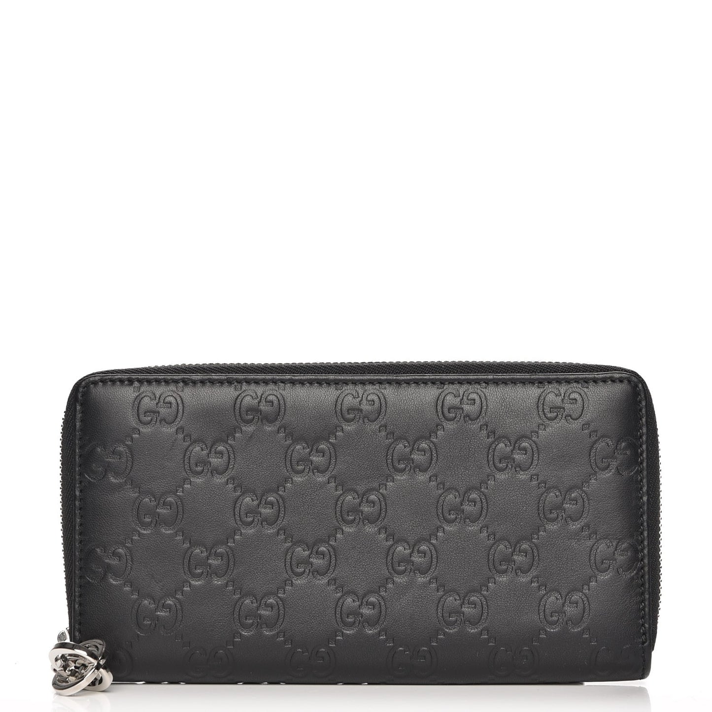 Guccissima Large Twins Zip Around Wallet Black