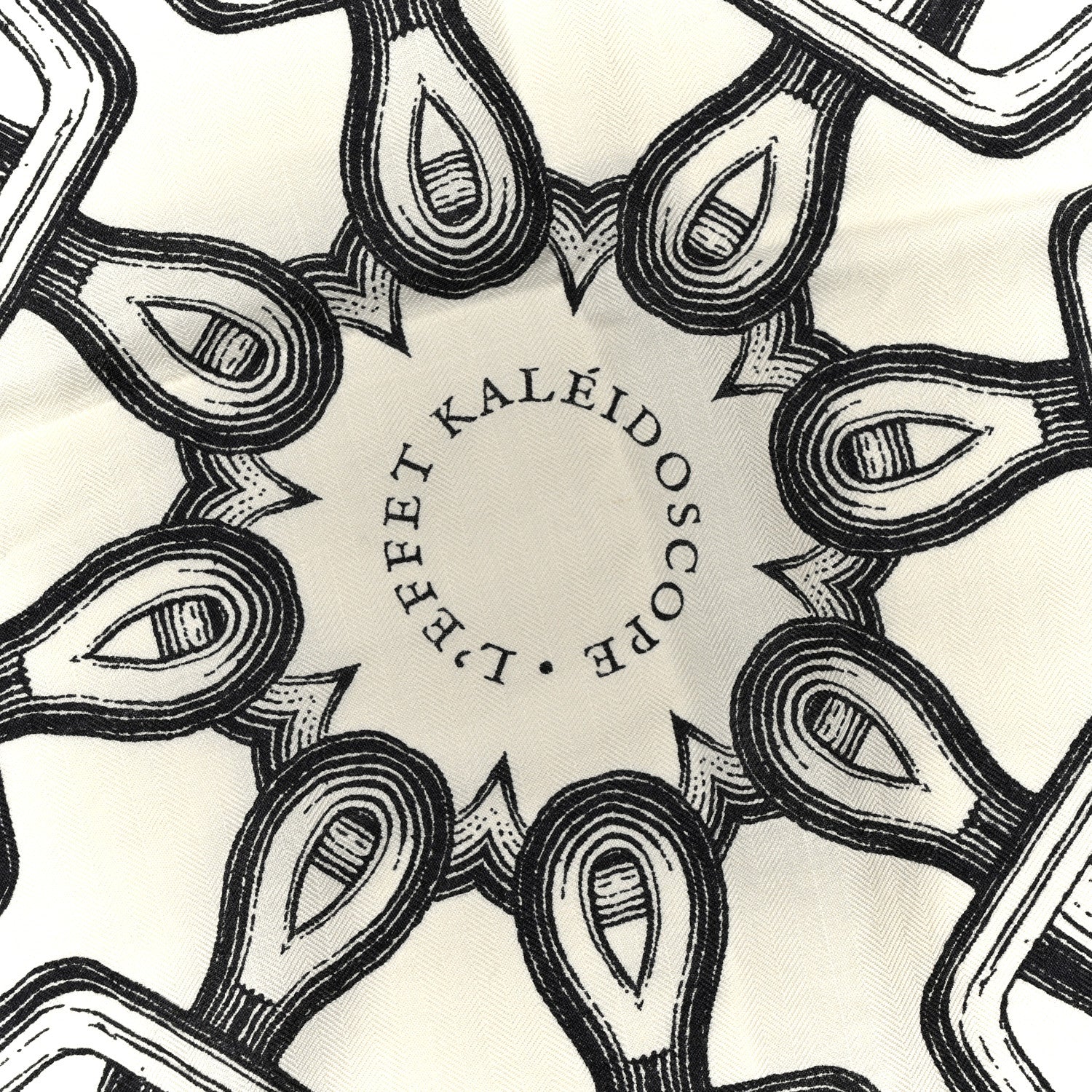Hermes Cashmere Silk L'Effet Kaleidoscope Shawl 140 White Black 4 of 5