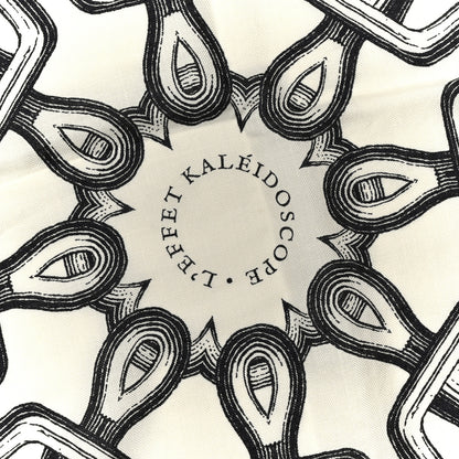Hermes Cashmere Silk L'Effet Kaleidoscope Shawl 140 White Black 4 of 5