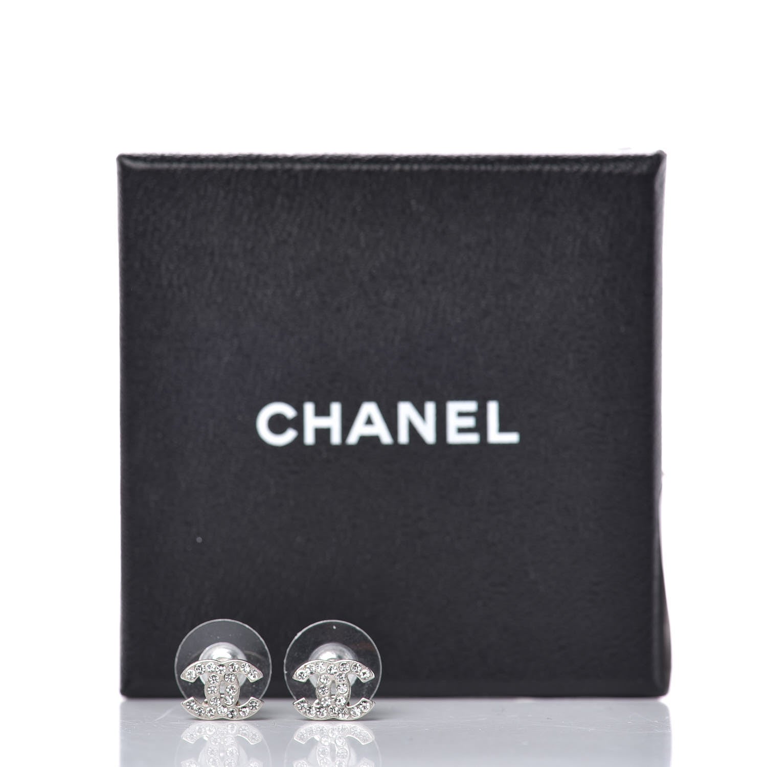 Chanel Crystal Mini Timeless CC Earrings Silver 5 of 5