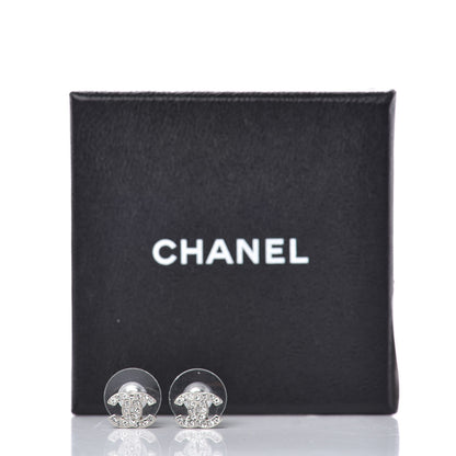 Chanel Crystal Mini Timeless CC Earrings Silver 5 of 5