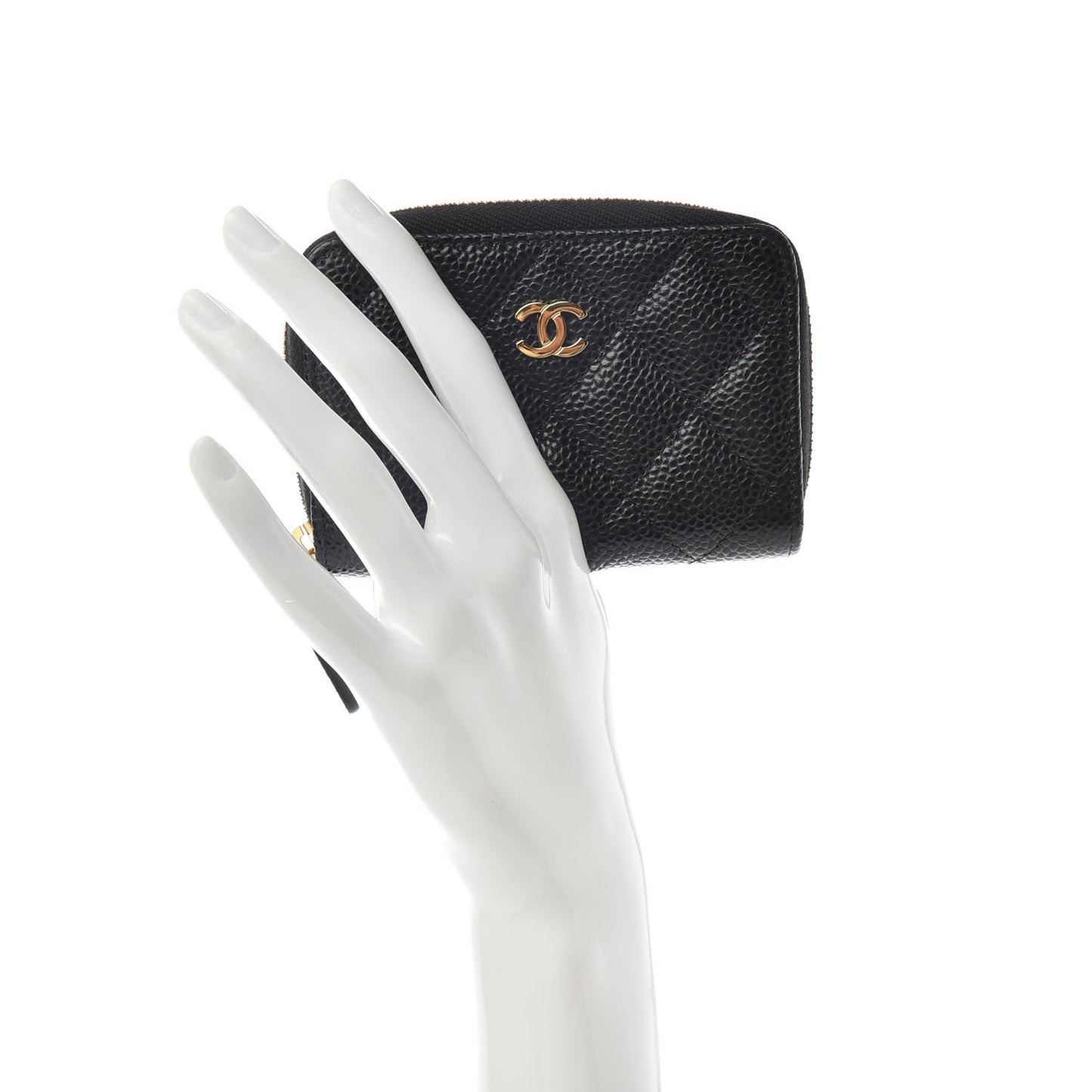 Caviar Quilted Zip Coin Purse Black