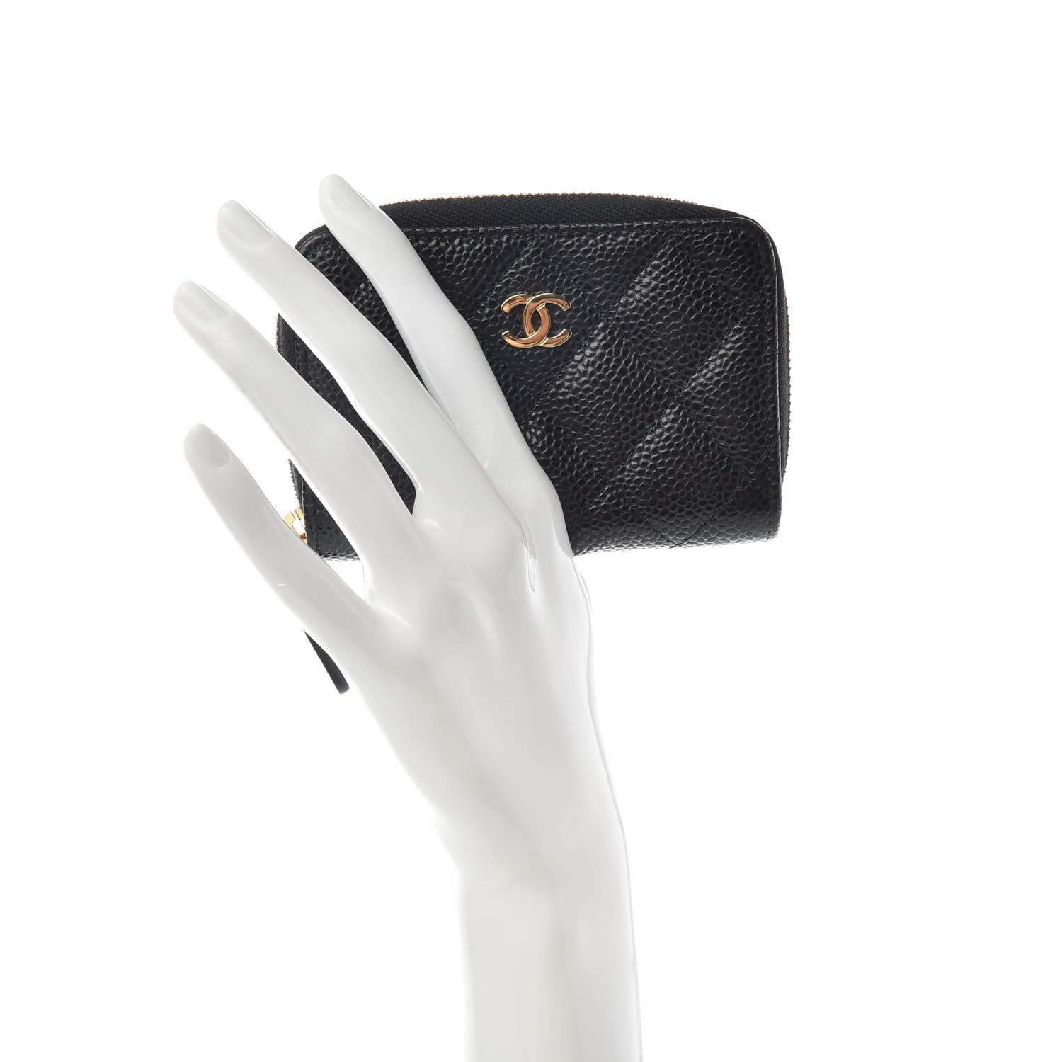 Chanel Caviar Quilted Zip Coin Purse Black 2 of 8