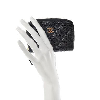 Chanel Caviar Quilted Zip Coin Purse Black 2 of 8