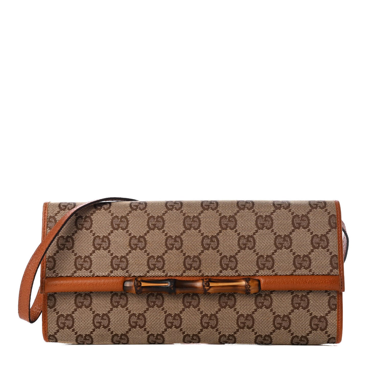 Monogram Bamboo Bar Clutch Brown