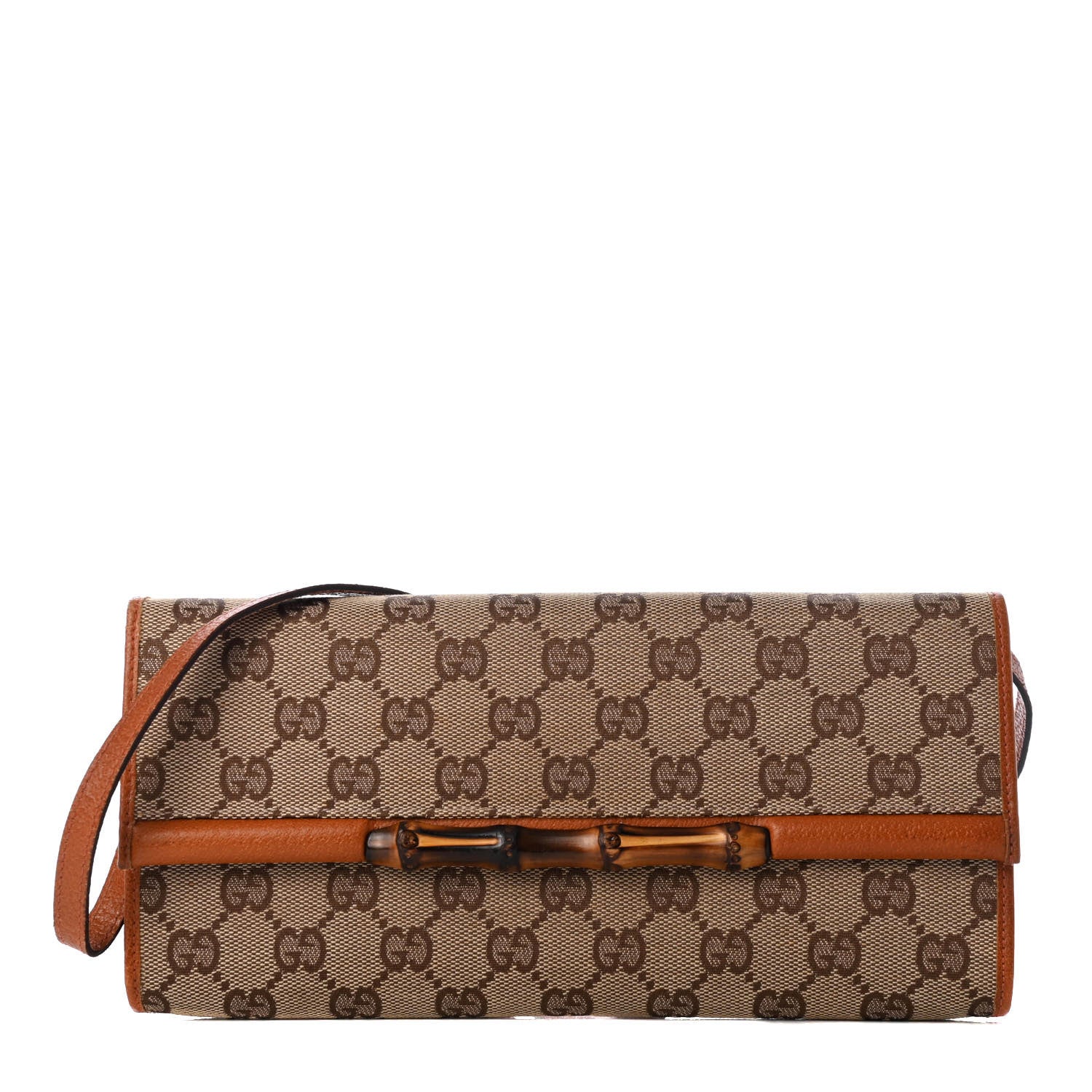 Gucci Monogram Bamboo Bar Clutch Brown 1 of 5