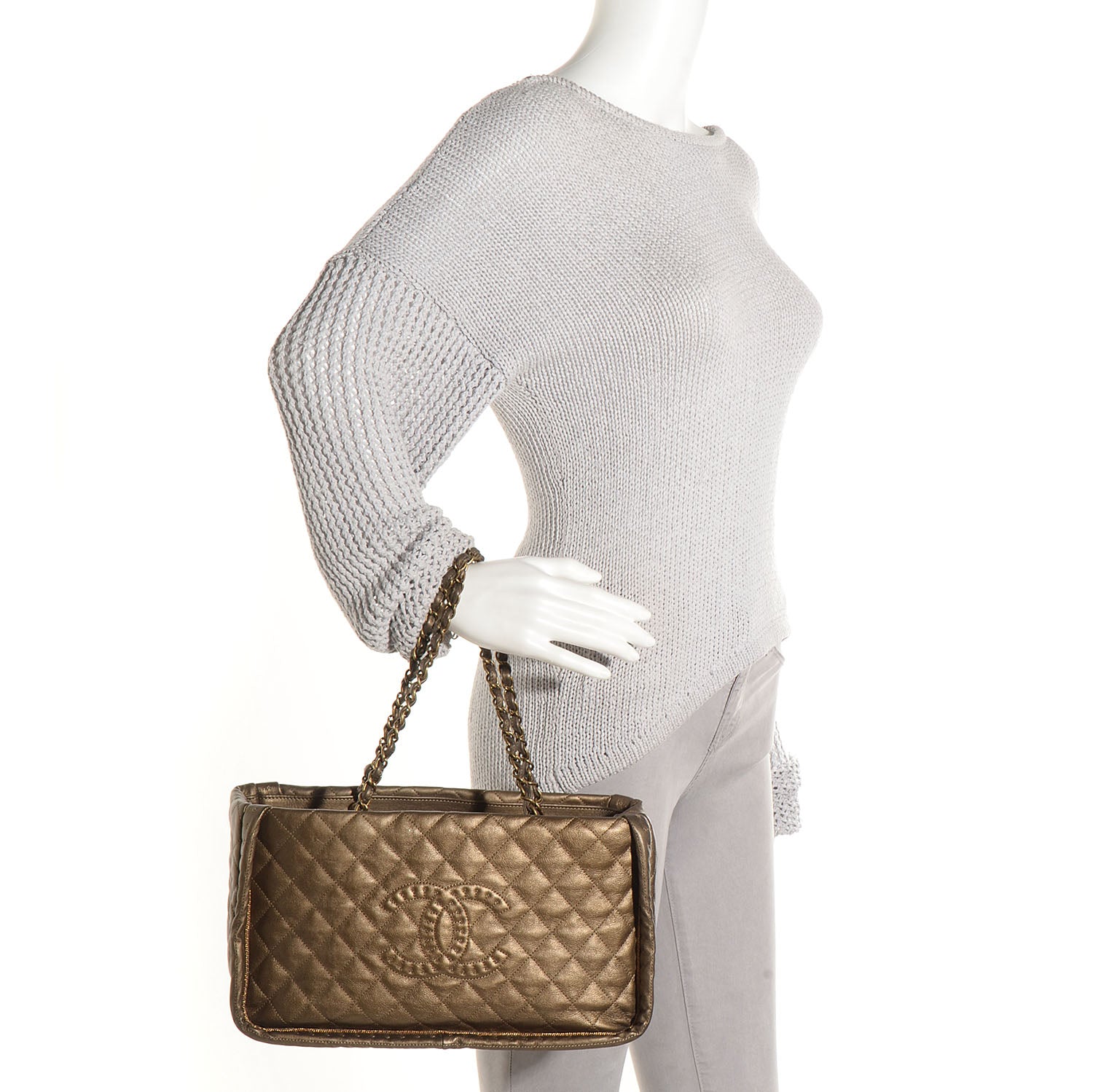 Chanel Calfskin Quilted Small Istanbul Tote Gold 2 of 8