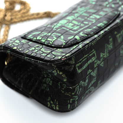 Chanel Calfskin Crocodile Embossed Graffiti 2.55 Mini Cocodile Reissue Flap Black Pink 13 of 17