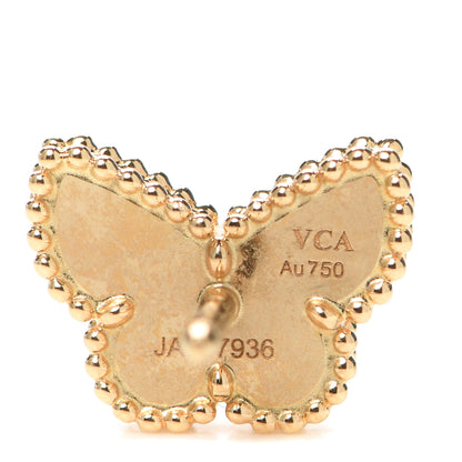 Van Cleef & Arpels 18K Yellow Gold Mother of Pearl Sweet Alhambra Butterfly Earrings 4 of 7
