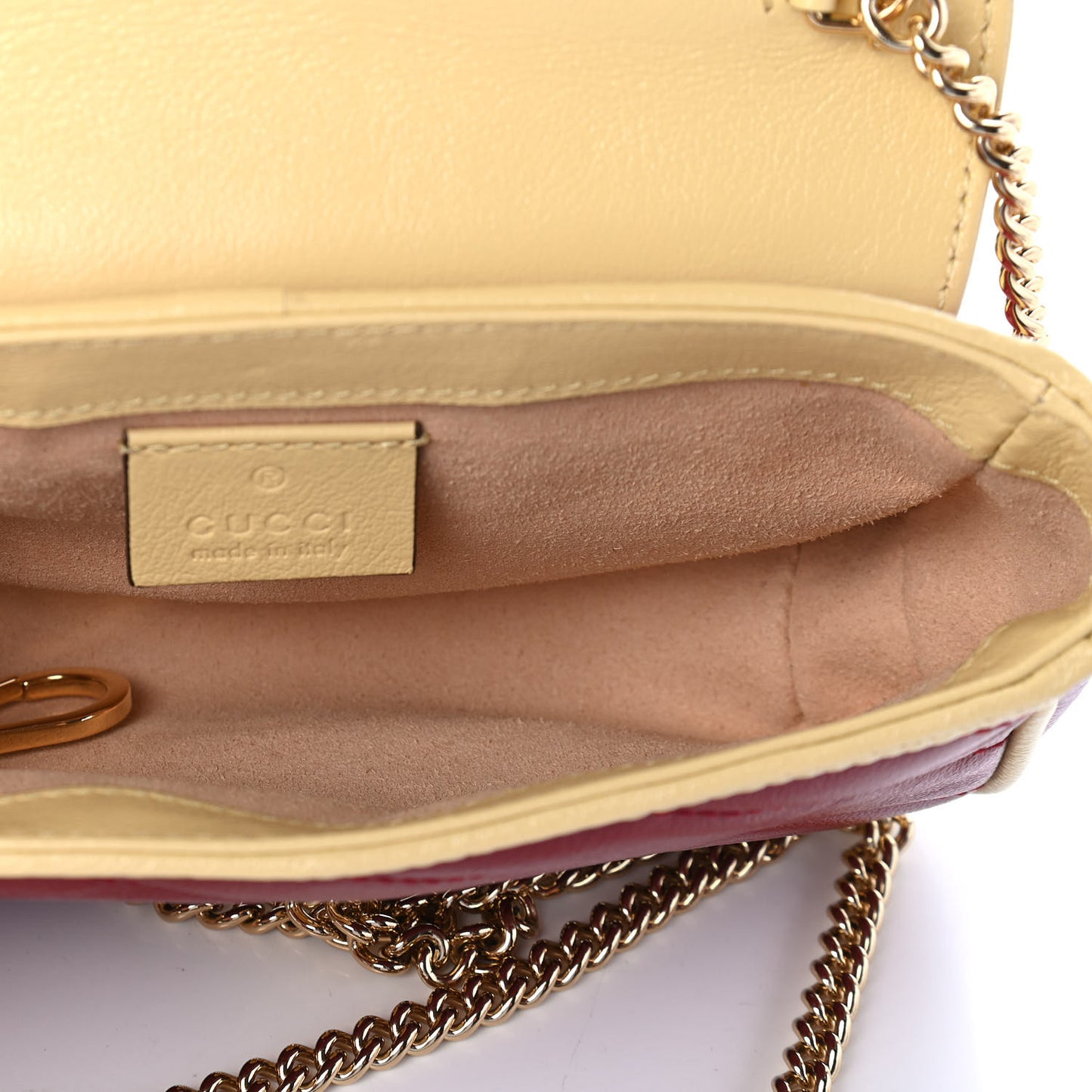 Azalea Calfskin Matelasse Diagonal Super Mini Torchon GG Marmont Shoulder Bag Blue Agata New Cherry Red Butter