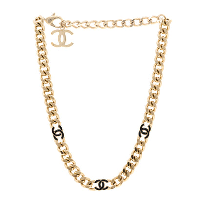 Chanel Metal Enamel Chain CC Choker Gold Black 3 of 6