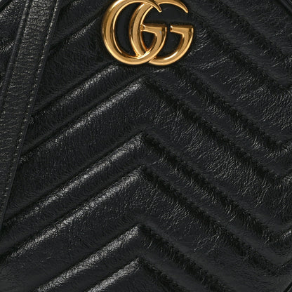 Gucci Azalea Calfskin Matelasse Heart Mini GG Marmont Round Shoulder Bag Black 8 of 13