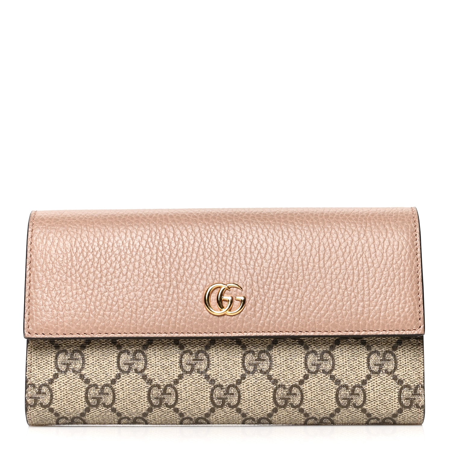 Gucci Dollar Calfskin GG Supreme Monogram GG Marmont Continental Wallet Porcelain Rose Beige Ebony 1 of 7