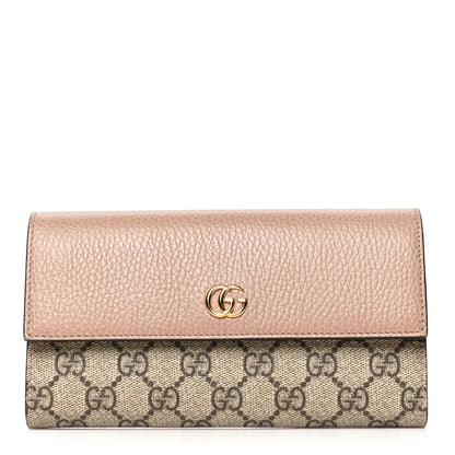 Gucci Dollar Calfskin GG Supreme Monogram GG Marmont Continental Wallet Porcelain Rose Beige Ebony 1 of 7