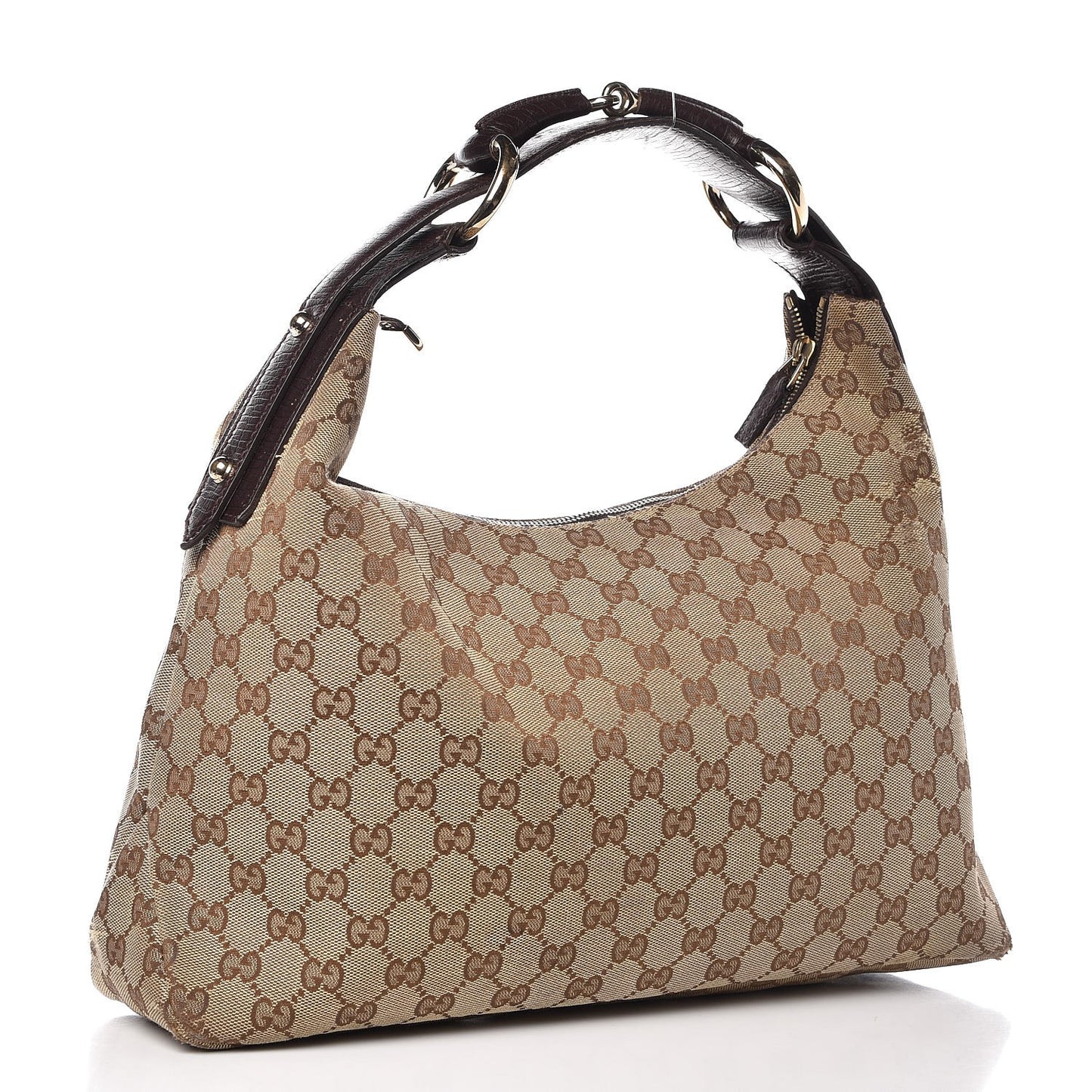 Monogram Medium Horsebit Chain Hobo Dark Brown