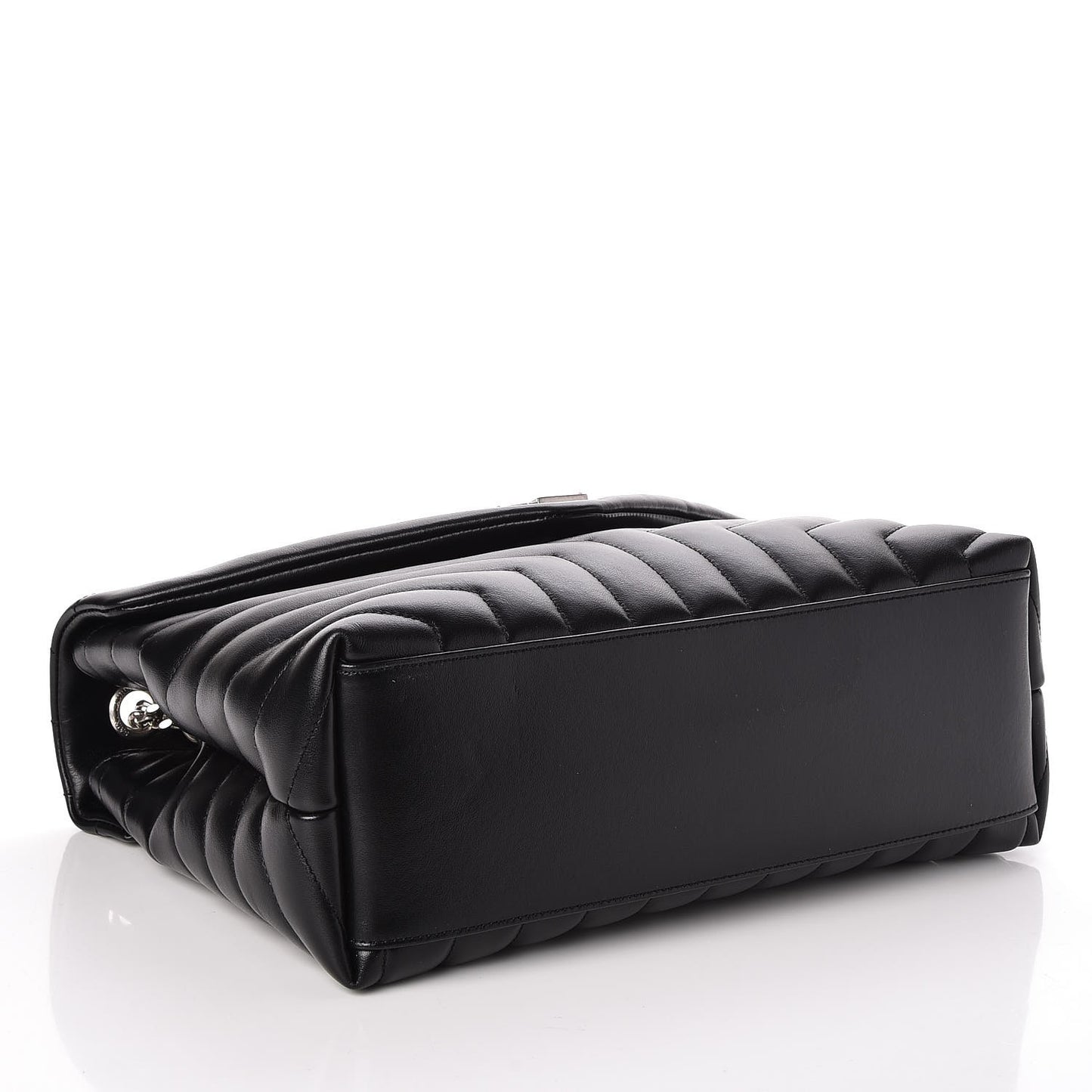 Calfskin Y Quilted Monogram Medium Loulou Chain Satchel Black