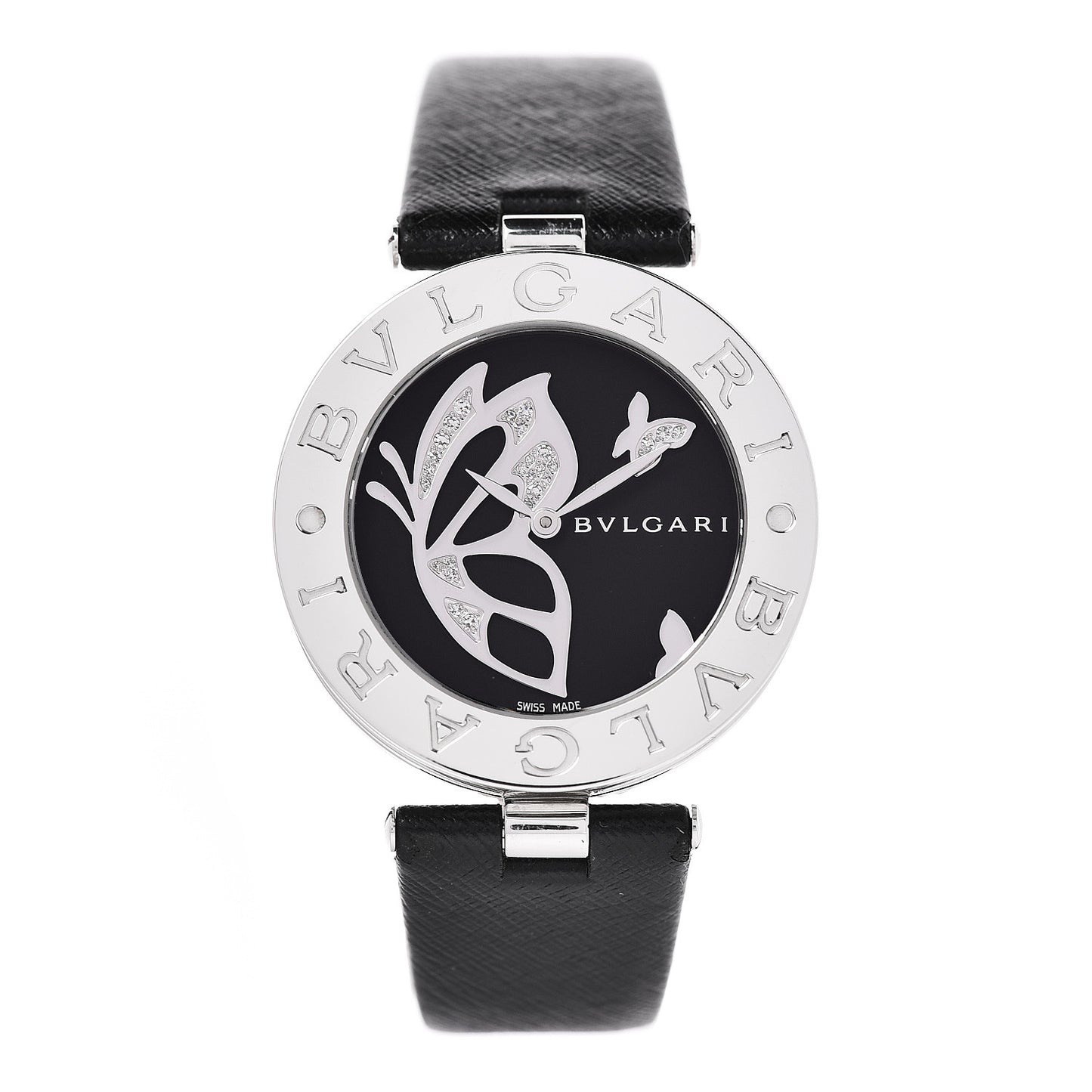 Stainless Steel Calfskin Diamond 35mm B.Zero1 Butterfly Quartz Watch Black