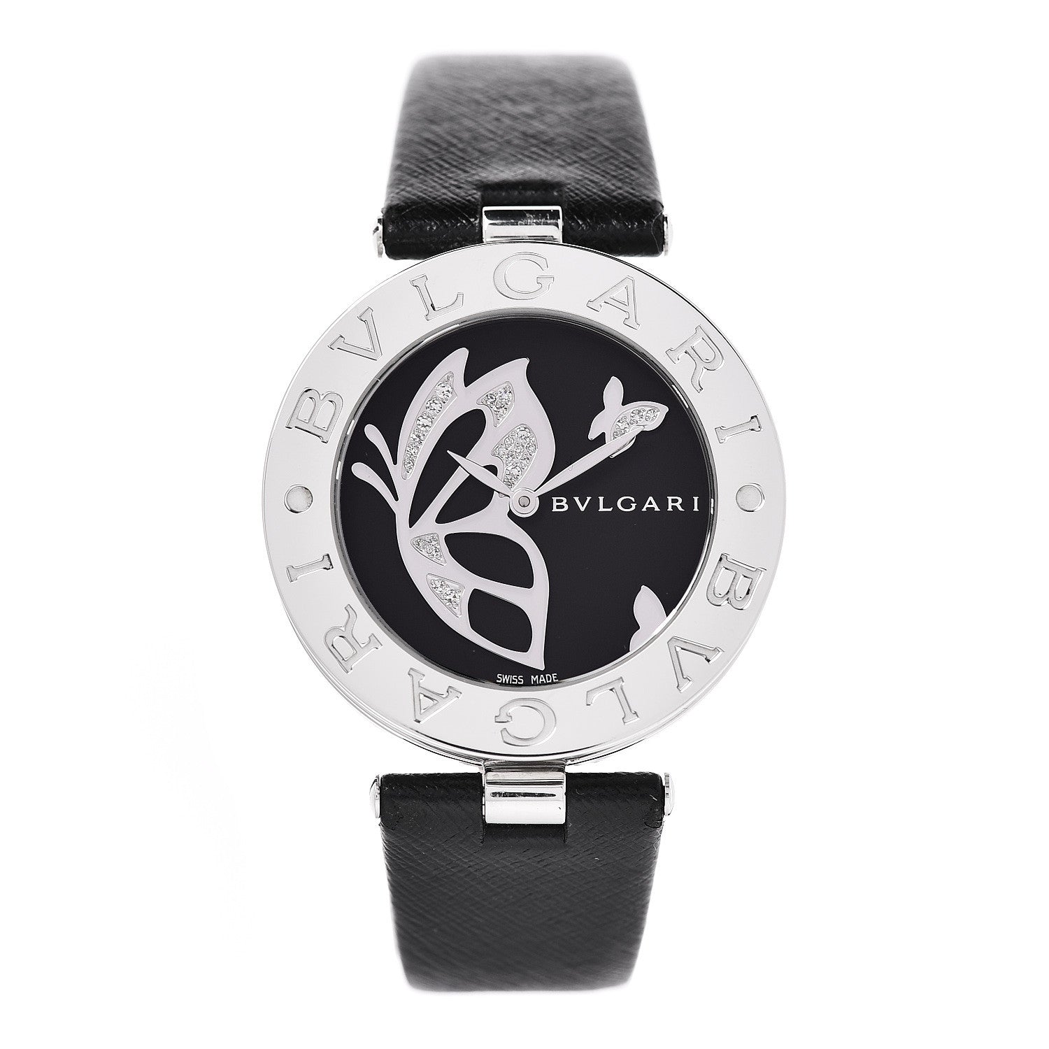 Bulgari Stainless Steel Calfskin Diamond 35mm B.Zero1 Butterfly Quartz Watch Black 1 of 8