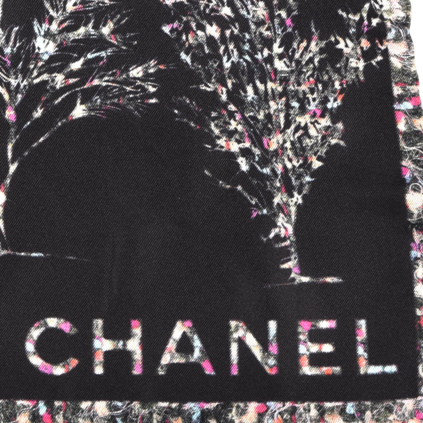 Silk Logo Square Scarf Black