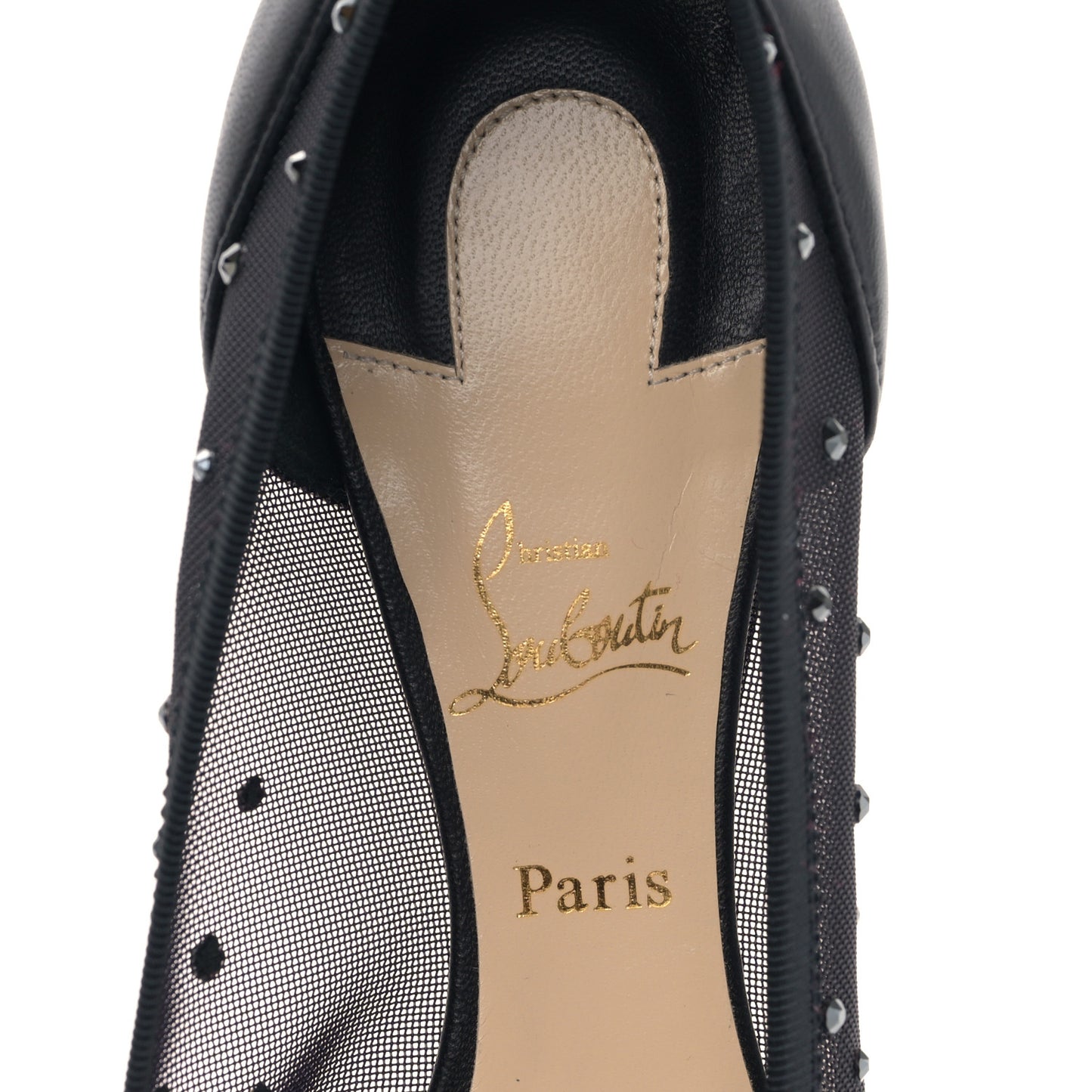 Mesh Crystal Embellished Follies Strass Flats 39 Black