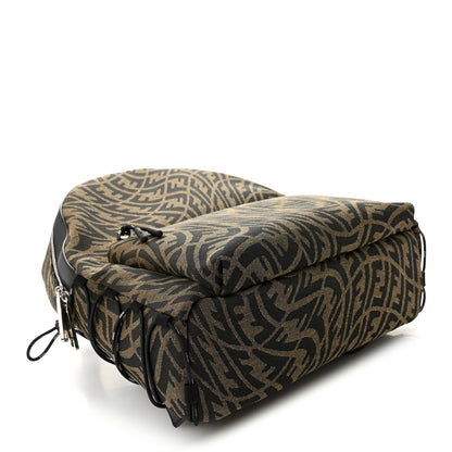Fendi X SARAH COLEMAN Fabric Jacquard Vitello Grace Light Woven Lanyard FF Vertigo Pouch Pocket Backpack Tobacco Moro Black 4 of 10
