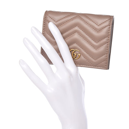 Gucci Calfskin Matelasse GG Marmont Card Case Wallet Porcelain Rose 2 of 7