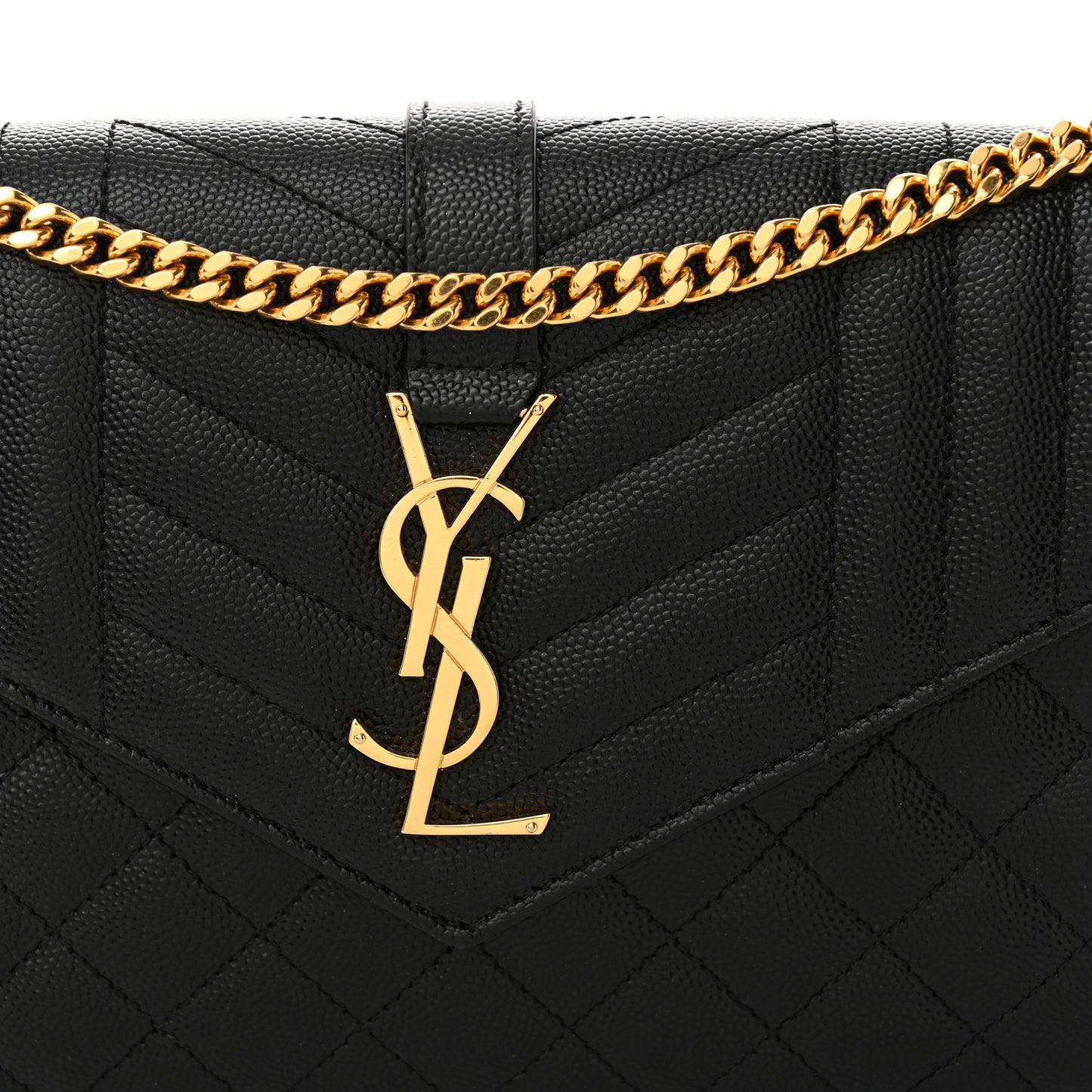 Grain De Poudre Mixed Matelasse Triquilt Monogram Chain Wallet Black