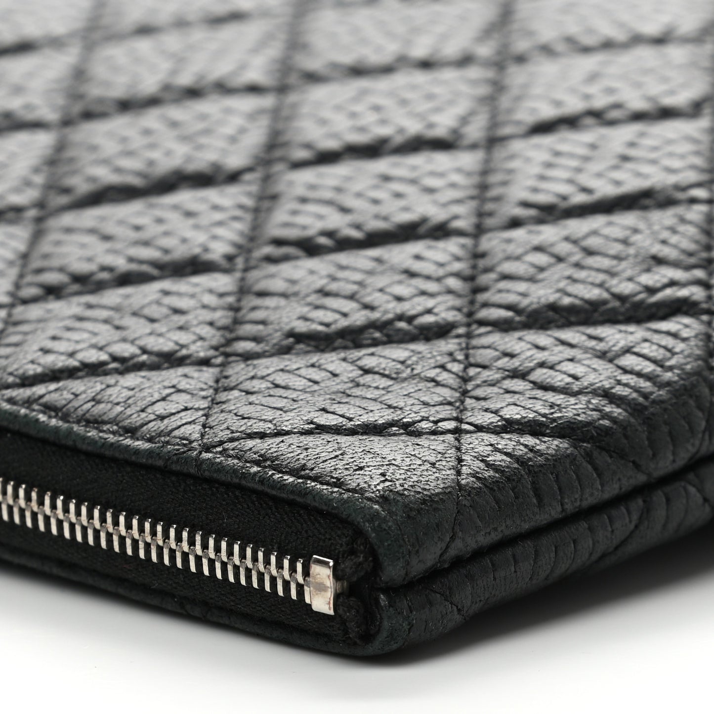 Woven Lambskin Quilted Medium Cosmetic Case Black