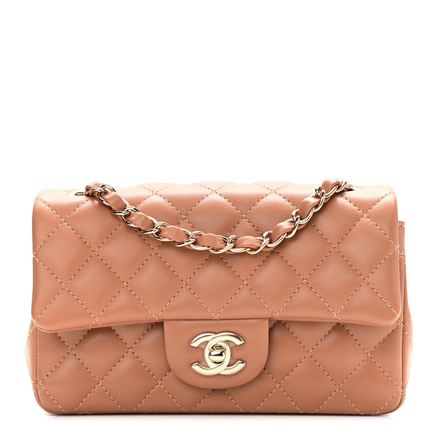 Chanel Lambskin Quilted Mini Rectangular Flap Brown 1 of 10