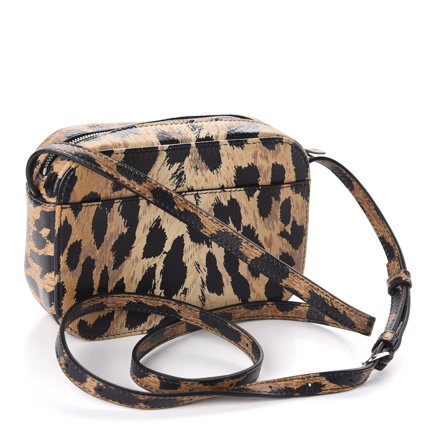 Calfskin Printed Leopard XS Everyday Camera Bag Beige White