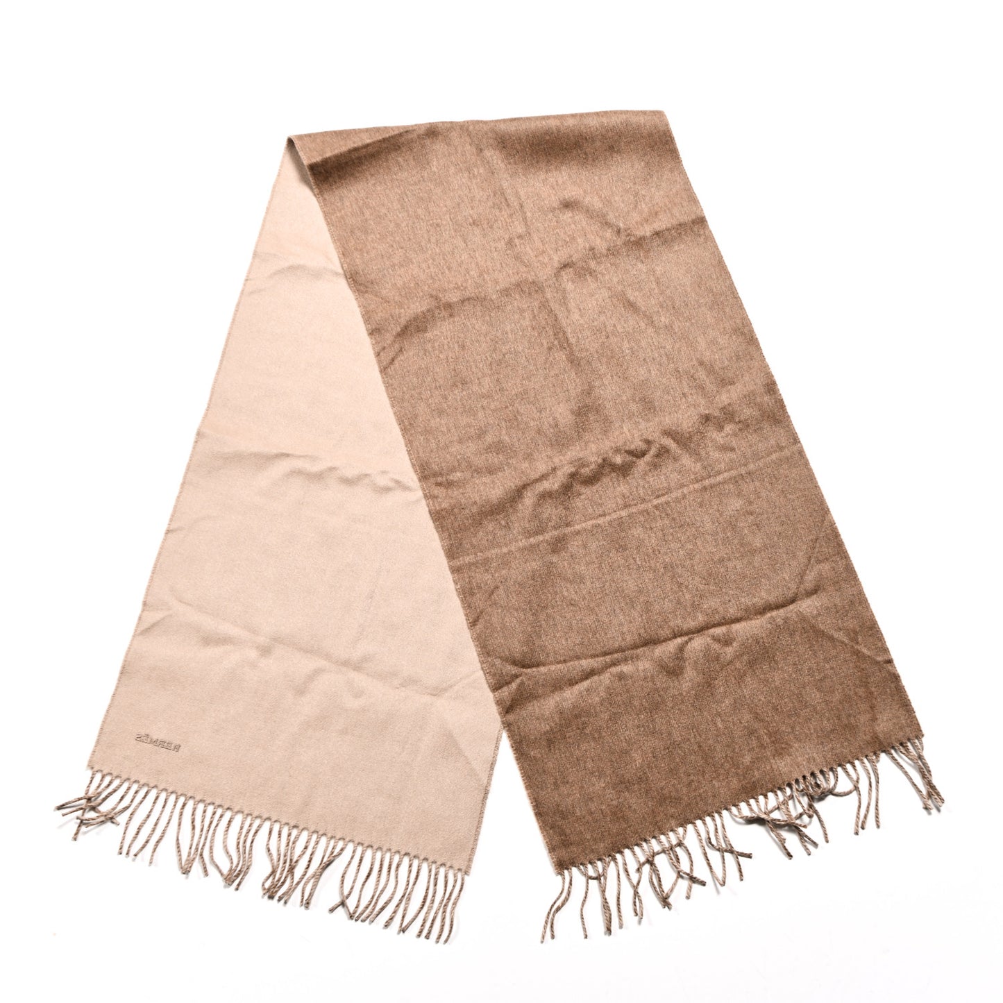 Cashmere Recto Verso Muffler Marron Glace Craie