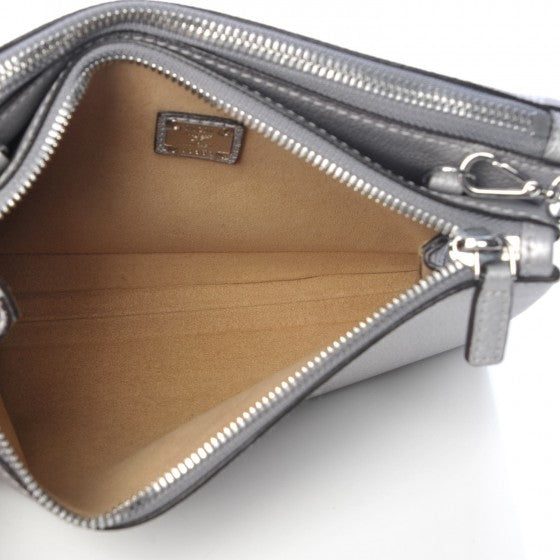 MCM Grained Calfskin Milla Double Crossbody Bag Spike Silver 7 of 11