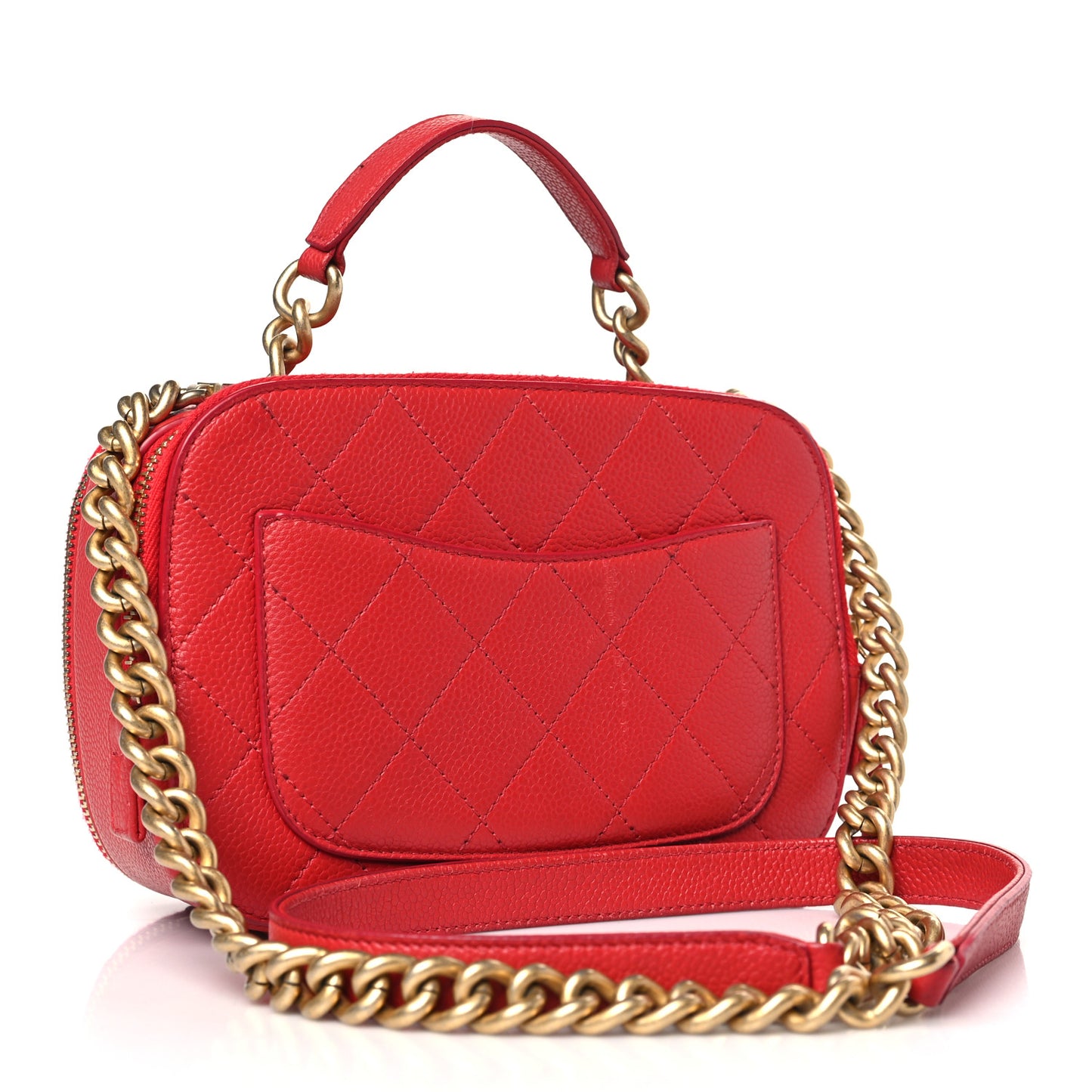 Caviar Quilted Small Camera Case Red