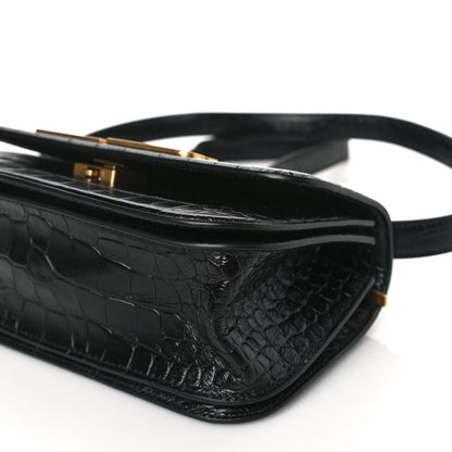 Balenciaga Extra Supple Calfskin Crocodile Embossed Small Gossip Bag Black 8 of 8