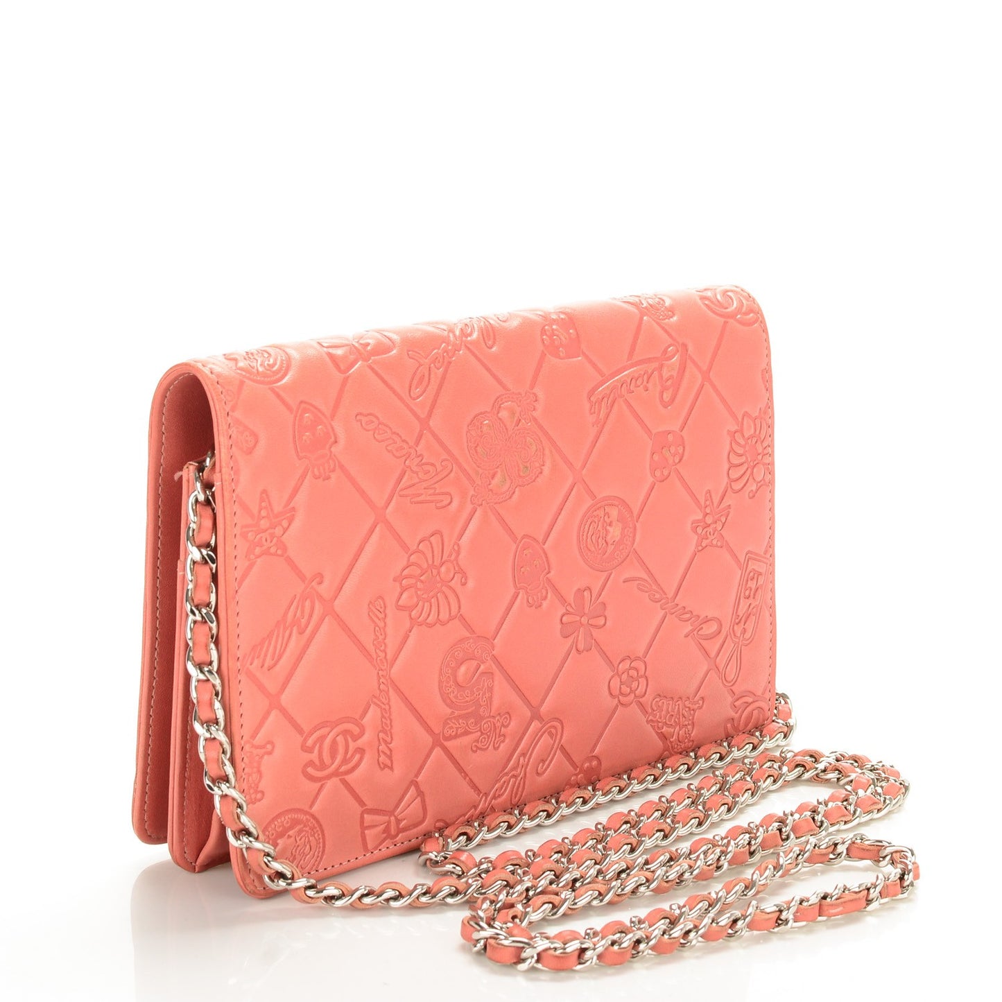 Lambskin Lucky Charms Symbols Wallet on Chain WOC Pink
