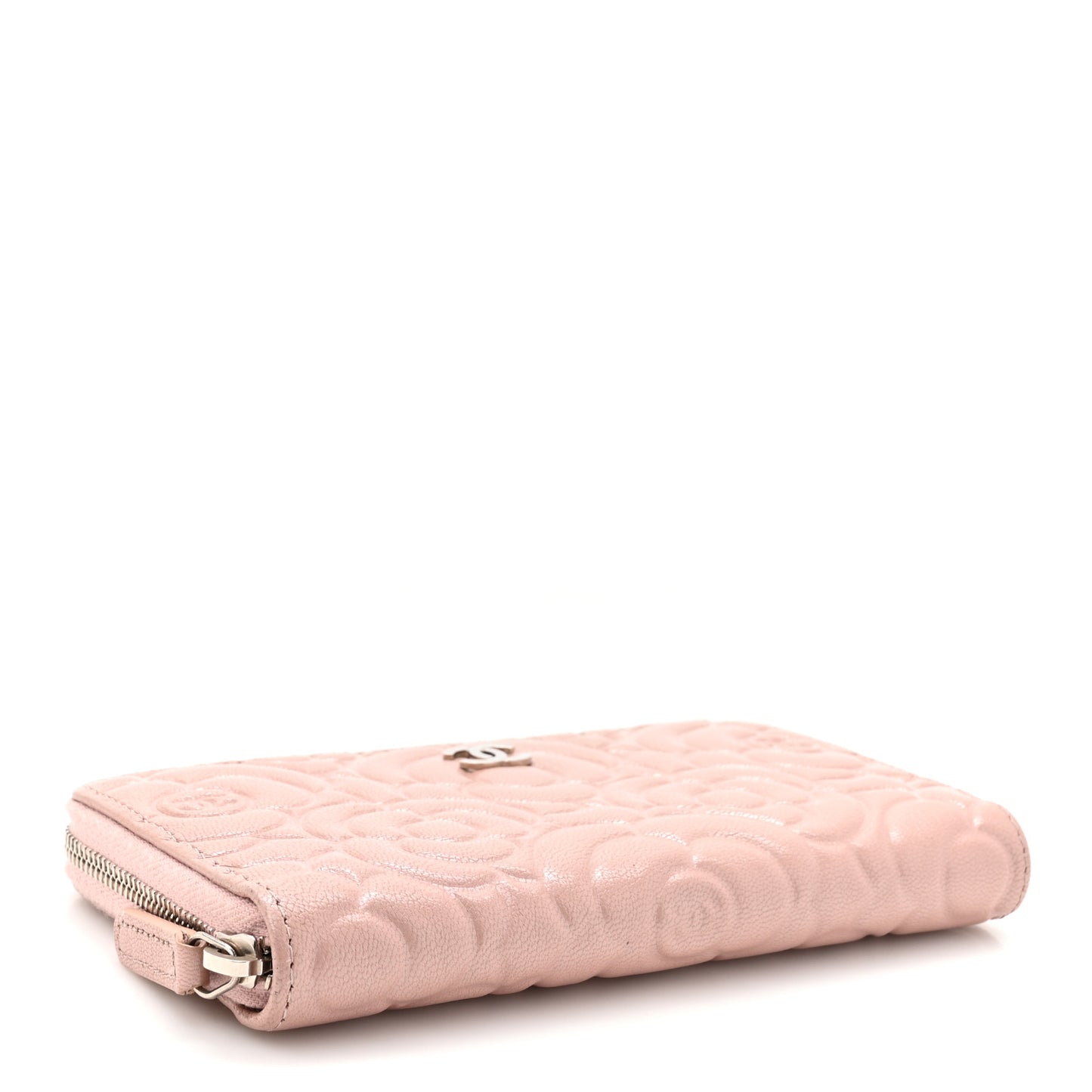 Caviar Camellia Embossed Medium Zip Around Wallet Light Pink
