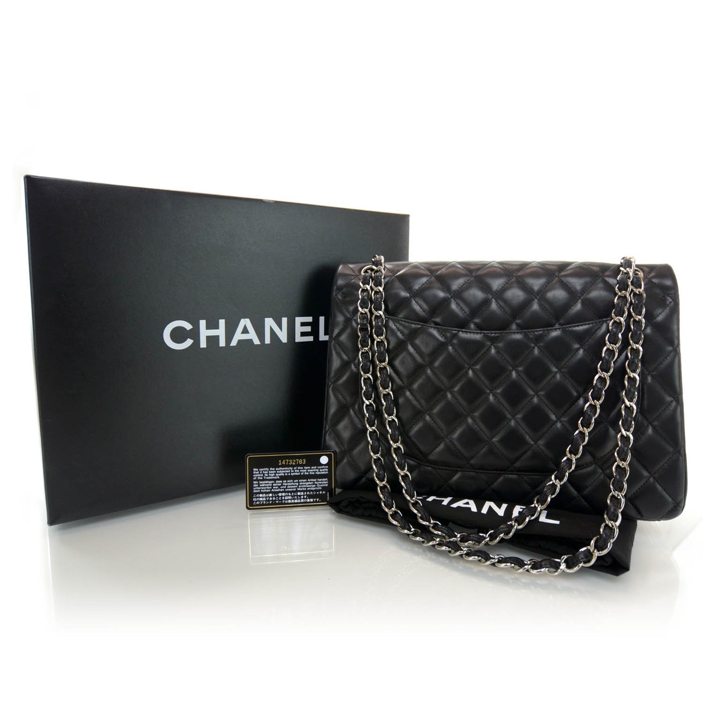 Lambskin Quilted Maxi Double Flap Black