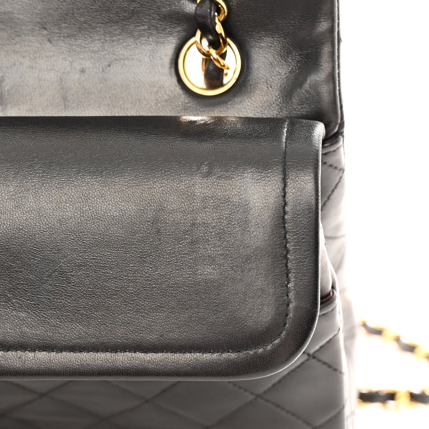 Lambskin Quilted Medium Double Flap Black