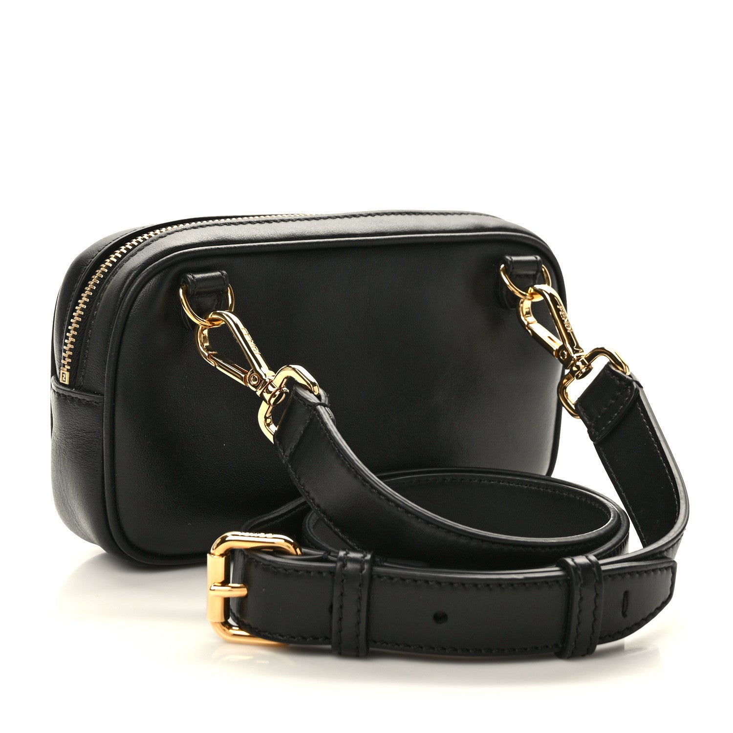 Fendi X VERSACE Vitello Cover Fendace Medusa Small Camera Case Black Gold 3 of 9