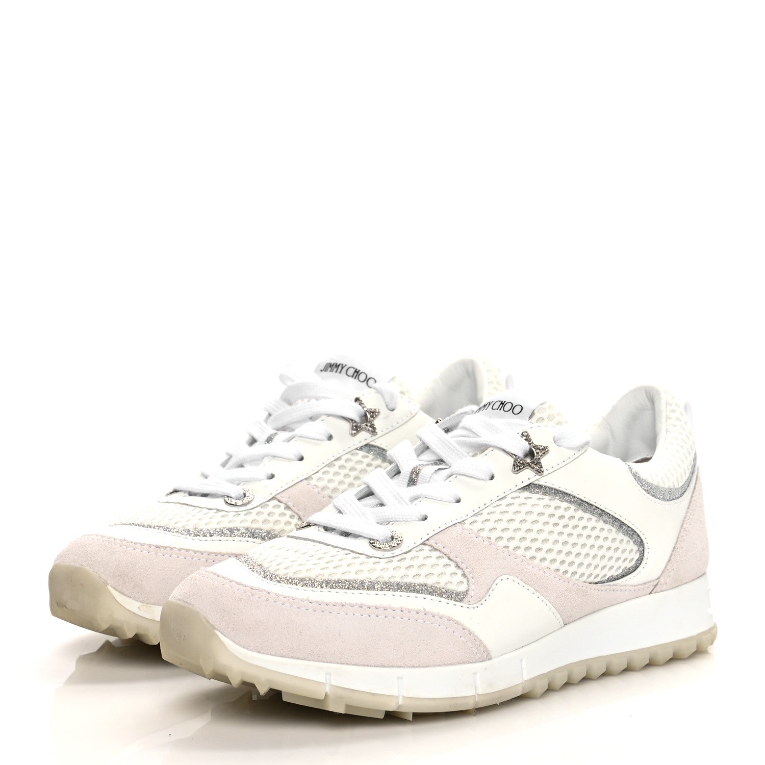 Jimmy Choo Mesh Suede Calfskin Java Sneakers 36.5 White 3 of 12