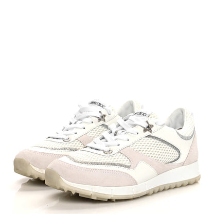 Jimmy Choo Mesh Suede Calfskin Java Sneakers 36.5 White 3 of 12