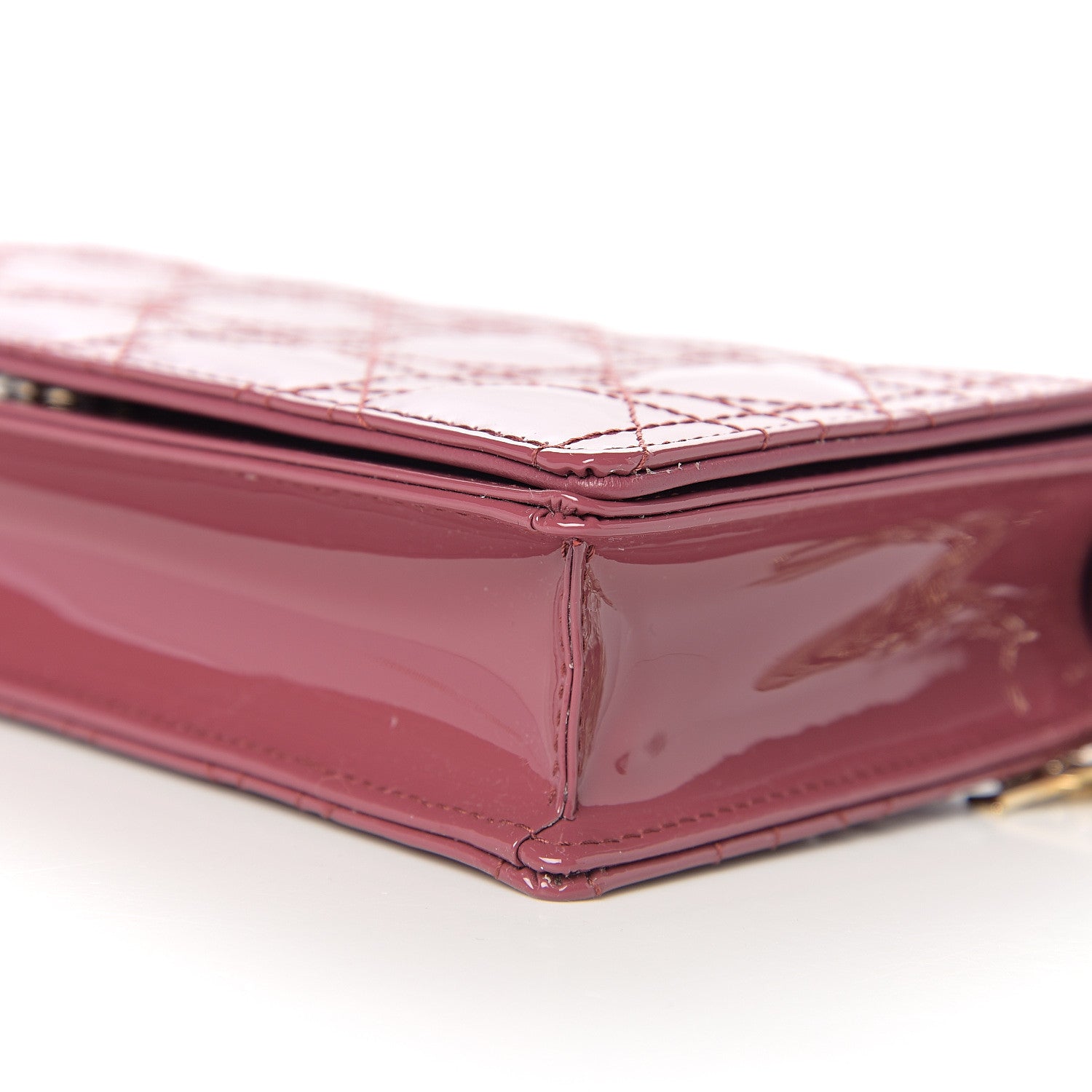 Christian Dior Patent Cannage Lady Dior Clutch Mallow Rose 7 of 10