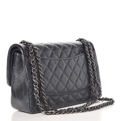 Chanel Pearly Caviar Quilted Jumbo Double Flap Grey 3 of 9